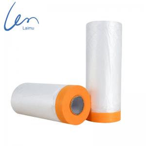 Pre-taped Painter Painting Decoration Light Weight Plastic Masking Film with Tape Roll for Car